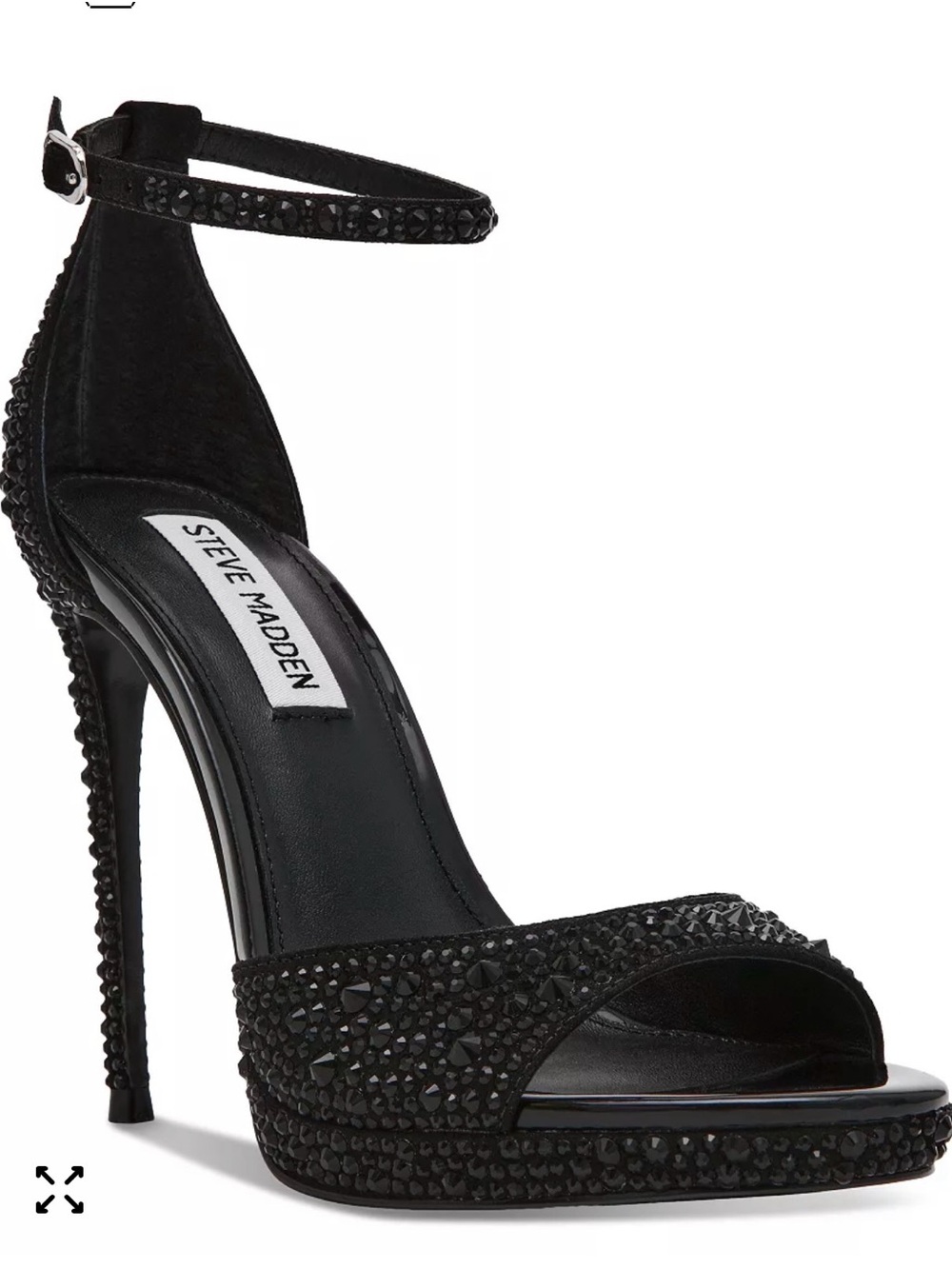 Steve Madden Black Crystal Embellished Stiletto Sandals